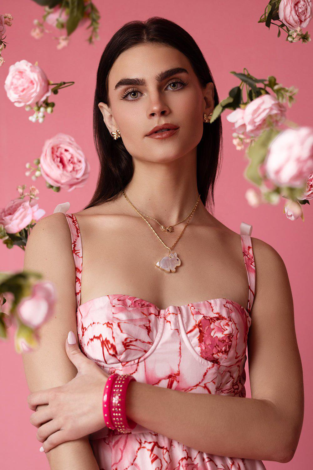 BRENT NEALE-Large Moonstone Bunny Pendant Necklace-YELLOW GOLD