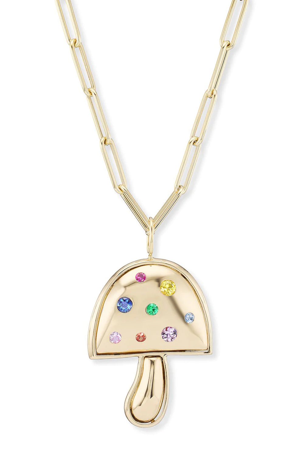 BRENT NEALE-Large Mushroom Necklace - Rainbow Sapphire-YELLOW GOLD