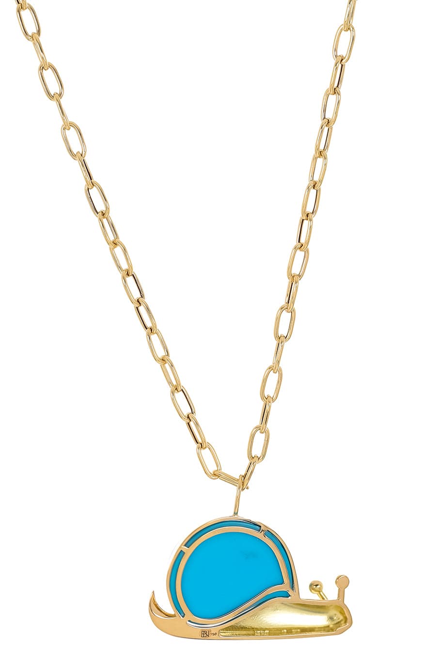 BRENT NEALE-Large Turquoise Snail Pendant Necklace-YELLOW GOLD