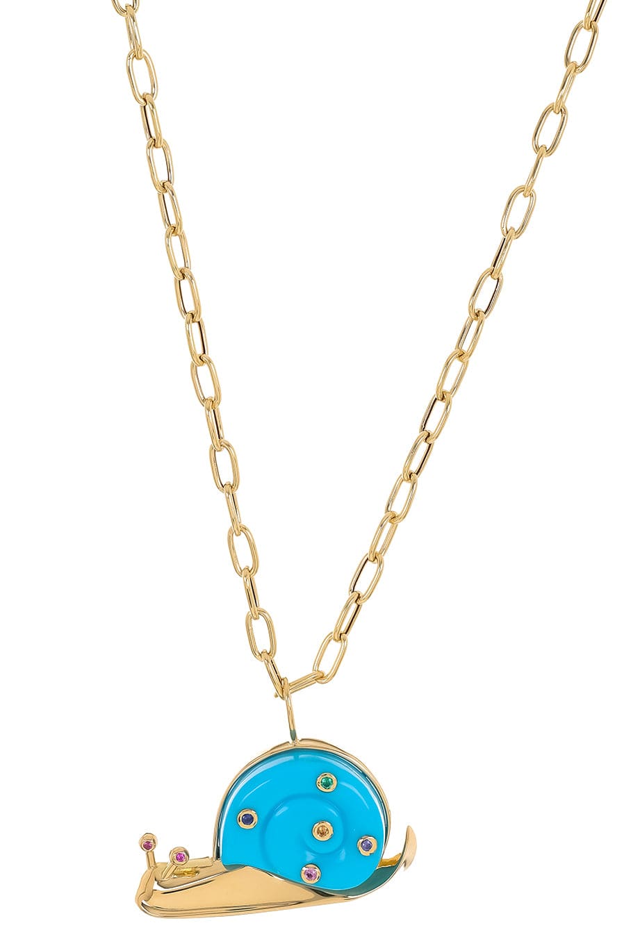 BRENT NEALE-Large Turquoise Snail Pendant Necklace-YELLOW GOLD