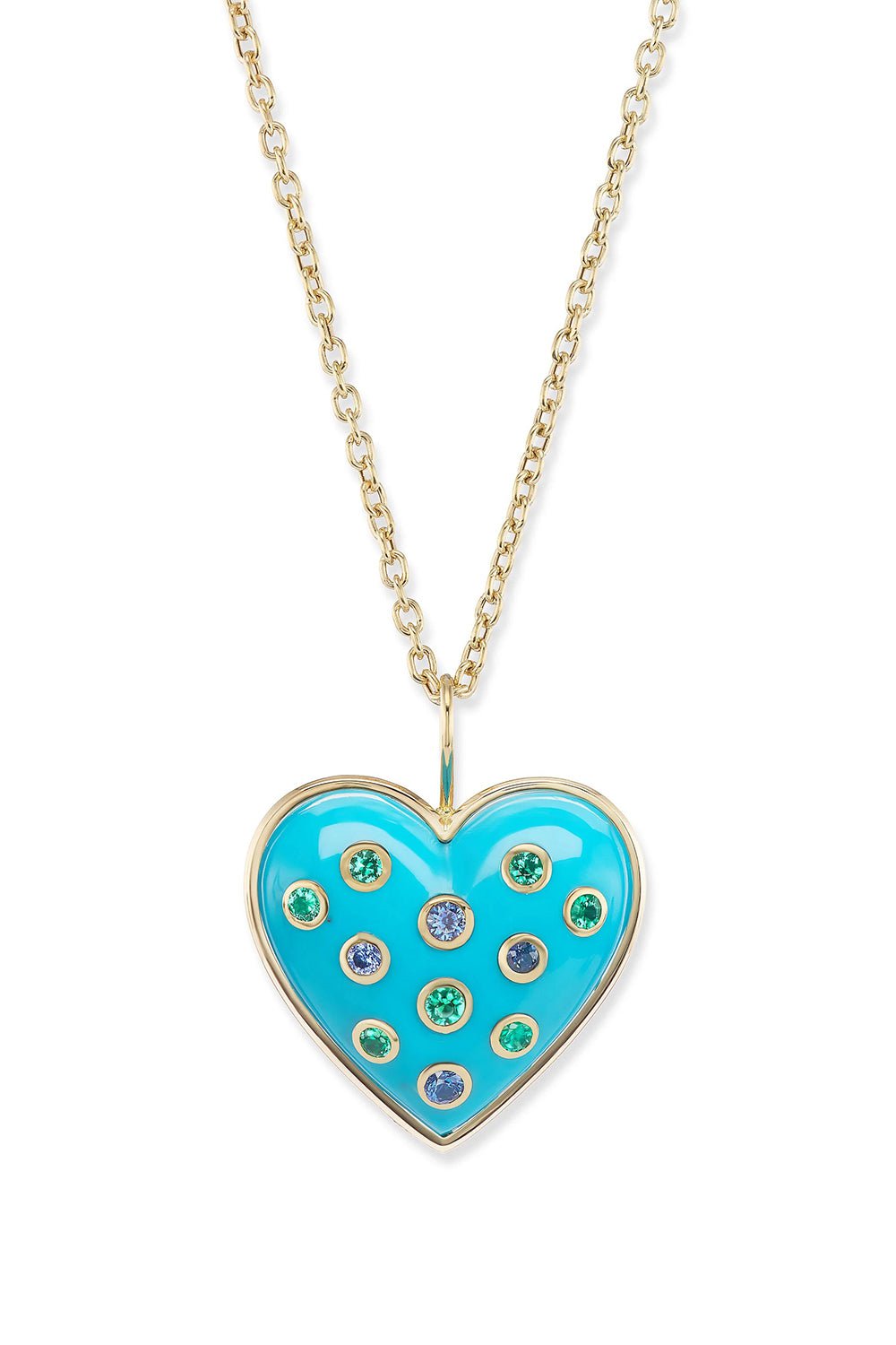 BRENT NEALE-Medium Turquoise Heart Necklace-YELLOW GOLD