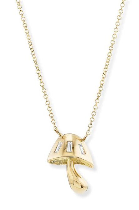 BRENT NEALE-Mini Baguette Mushroom Necklace-YELLOW GOLD