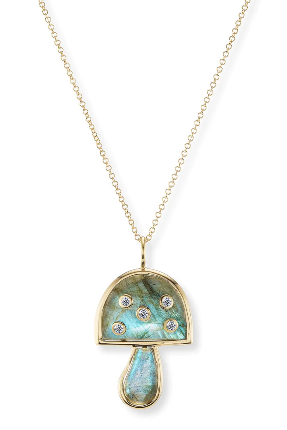 BRENT NEALE-Mini Labradorite Mushroom Necklace-YELLOW GOLD