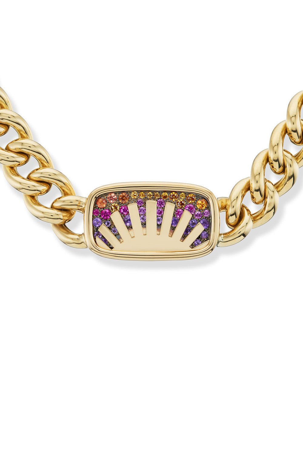 BRENT NEALE-Narrow Sunshine Signet Pendant Necklace-YELLOW GOLD