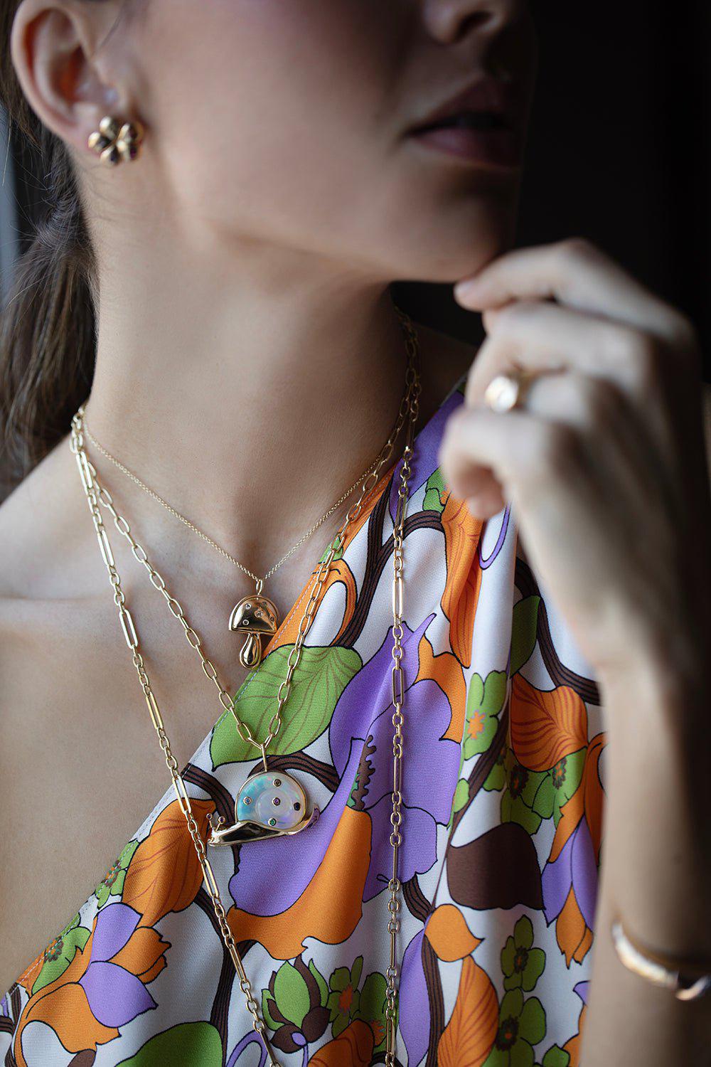 BRENT NEALE-Opal Snail Necklace-YELLOW GOLD