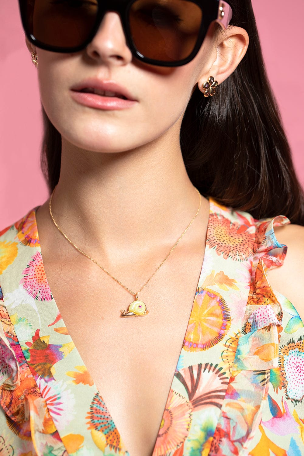 BRENT NEALE-Small Brazilian Opal Snail Pendant Necklace-YELLOW GOLD