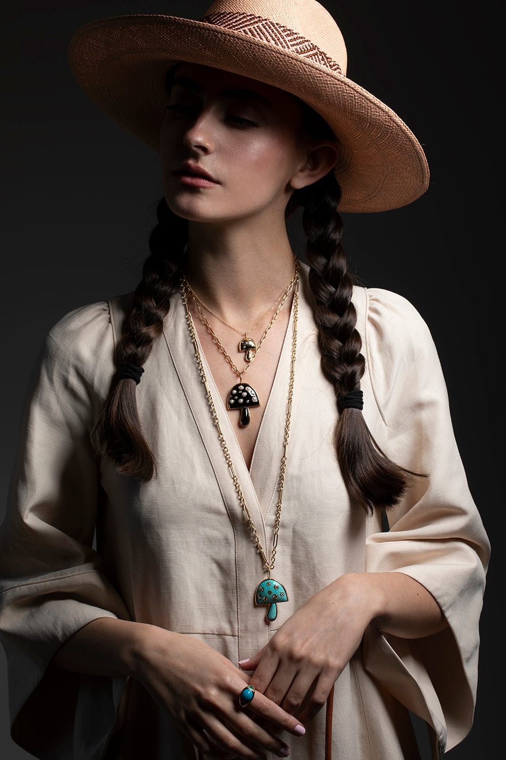 BRENT NEALE-Small Diamond Mushroom Necklace-YELLOW GOLD