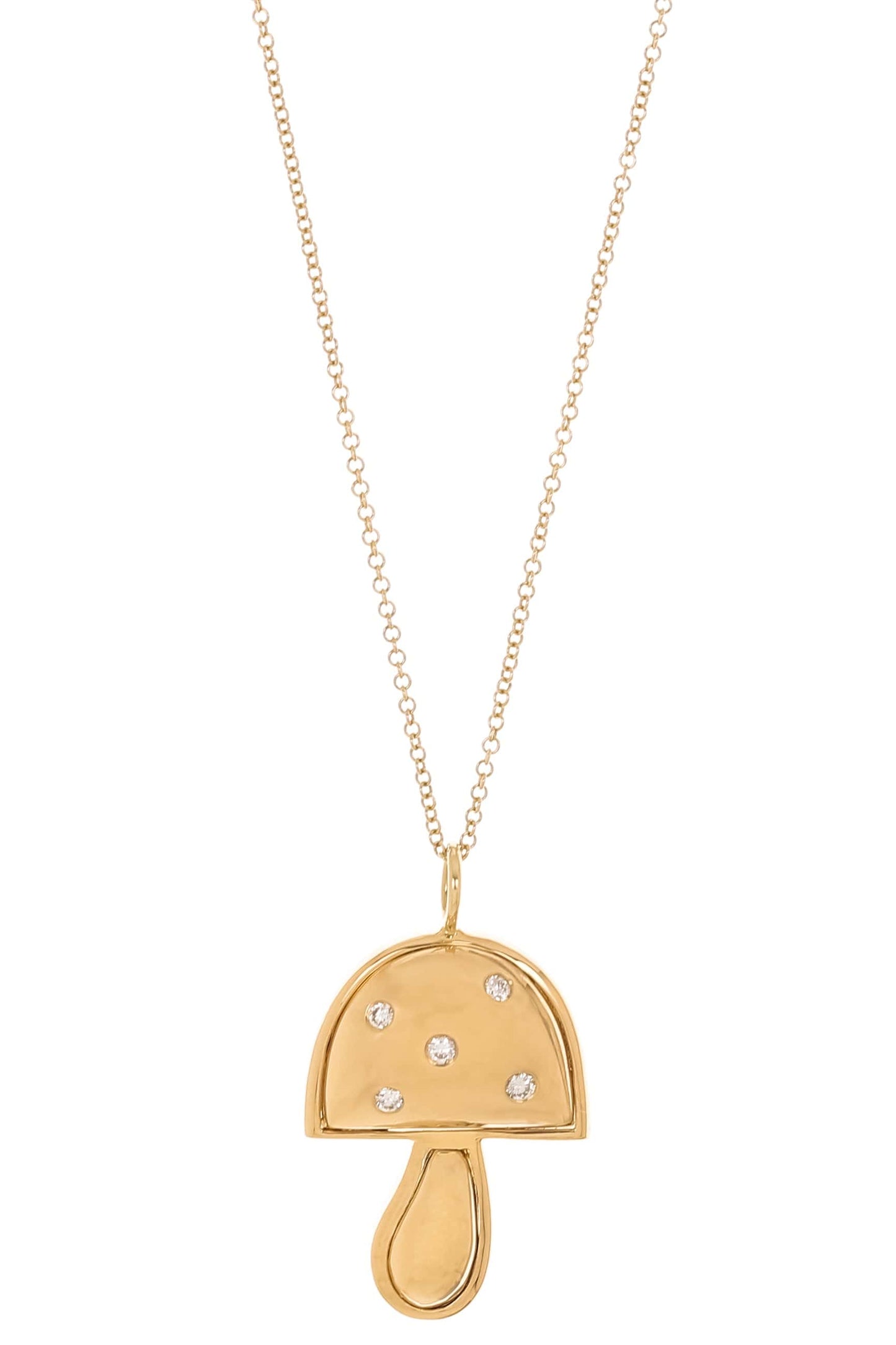 BRENT NEALE-Small Diamond Mushroom Necklace-YELLOW GOLD