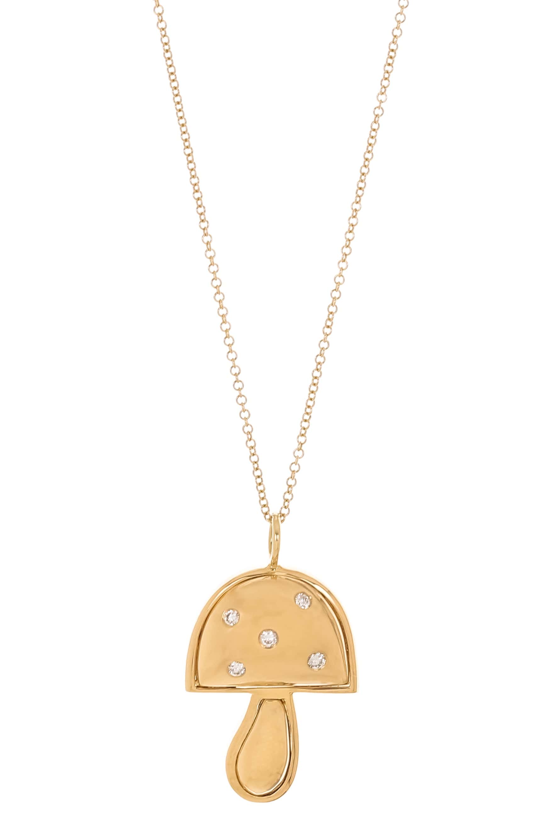 BRENT NEALE-Small Diamond Mushroom Necklace-YELLOW GOLD