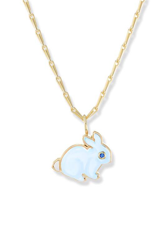 BRENT NEALE-Small Moonstone Bunny Pendant Necklace-YELLOW GOLD