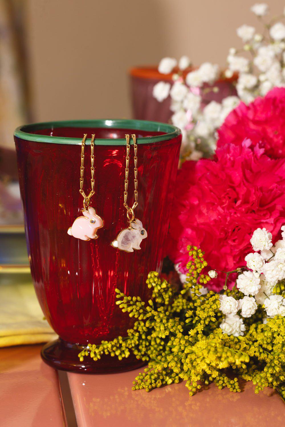 BRENT NEALE-Small Moonstone Bunny Pendant Necklace-YELLOW GOLD