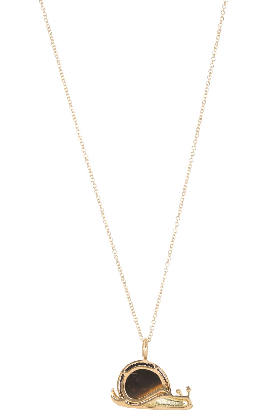 BRENT NEALE-Small Tiger's Eye Snail Pendant Necklace-YELLOW GOLD