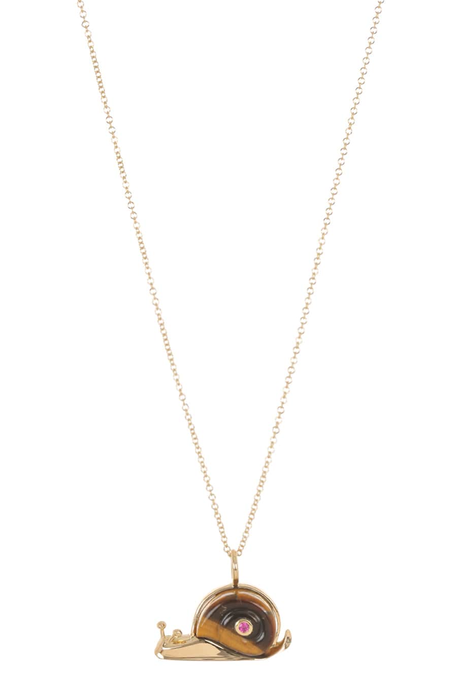 BRENT NEALE-Small Tiger's Eye Snail Pendant Necklace-YELLOW GOLD