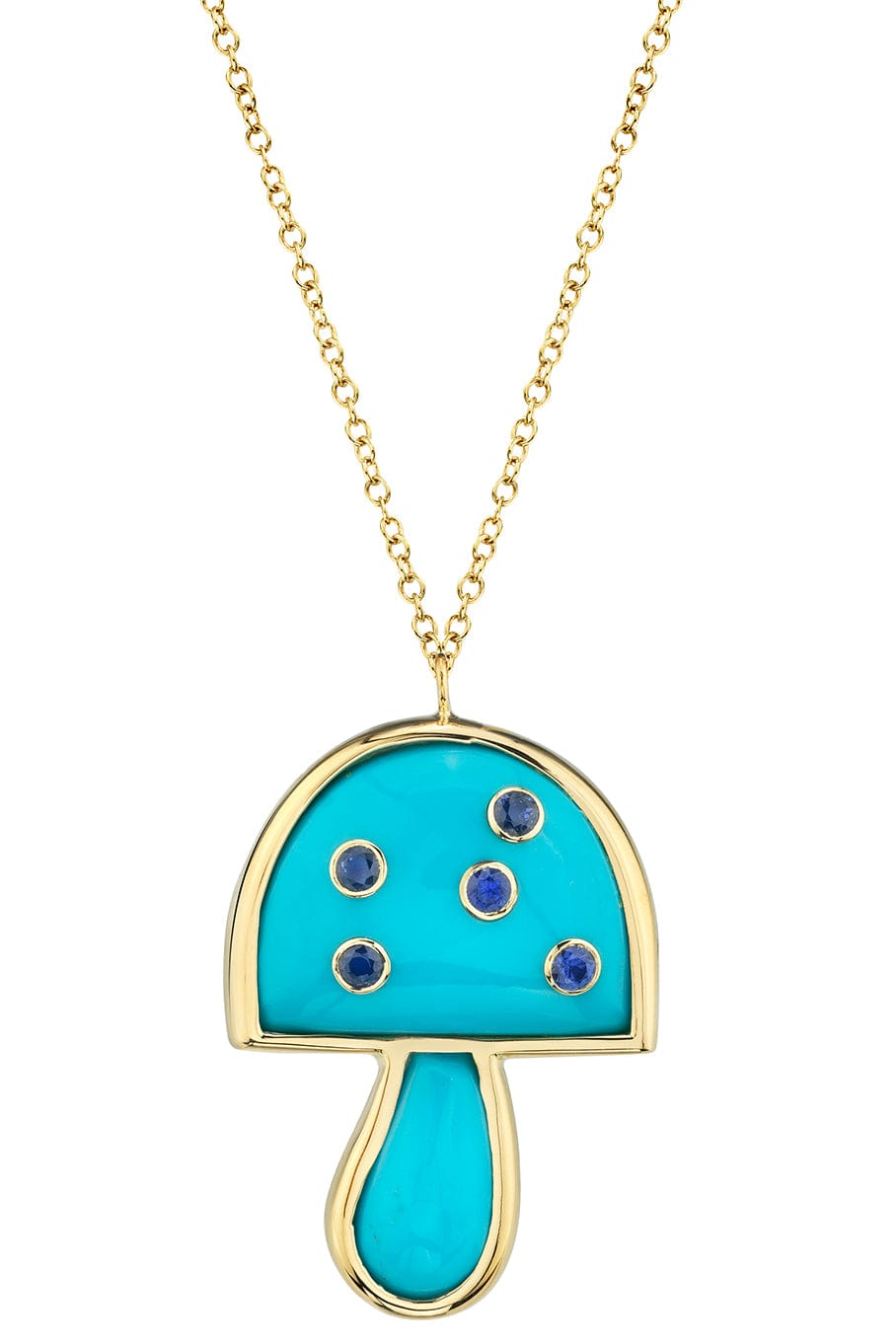 BRENT NEALE-Turquoise Mini Mushroom Necklace-YELLOW GOLD