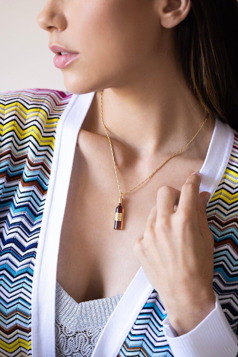 BRENT NEALE-Wine Bottle Pendant Necklace-YELLOW GOLD
