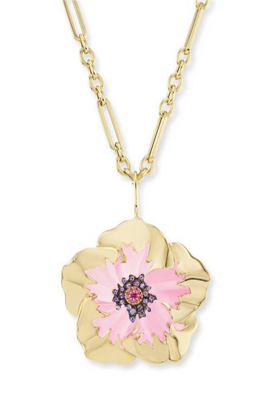 BRENT NEALE-Large Hibiscus Pendant Necklace-YELLOW GOLD