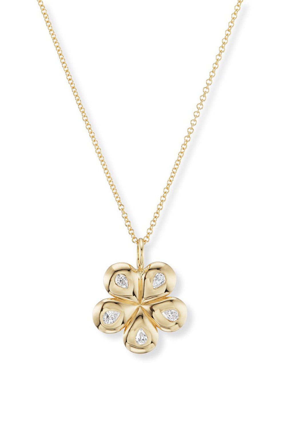 BRENT NEALE-Mini Petal Flower Necklace-YELLOW GOLD