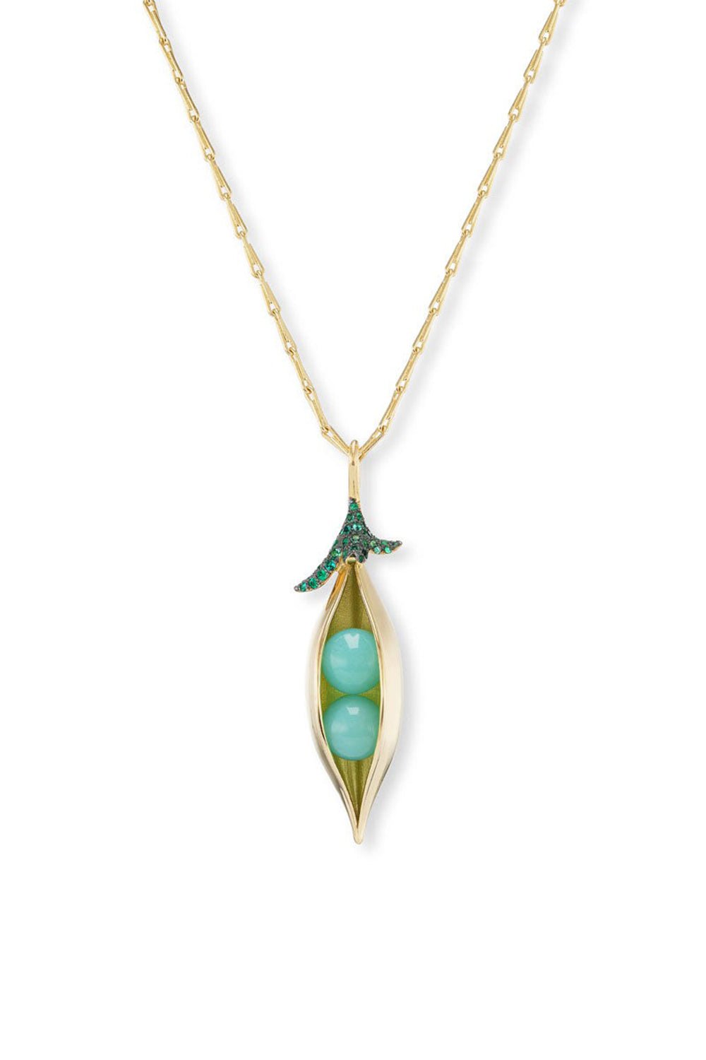 BRENT NEALE-Two Sweet Peas Pendant Necklace-YELLOW GOLD
