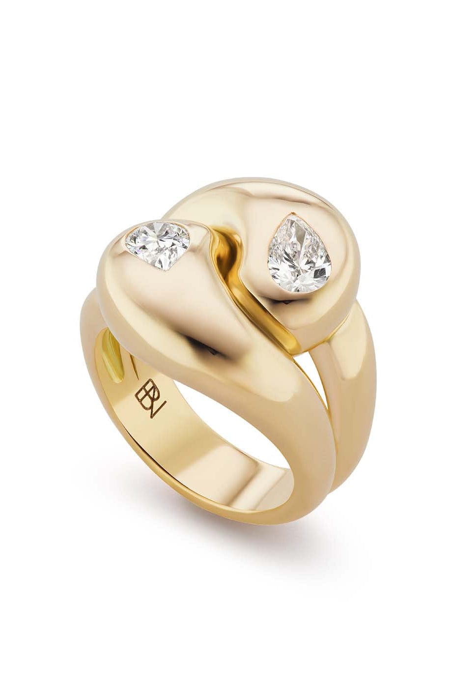 BRENT NEALE-Diamond Pear Knot Ring-YELLOW GOLD