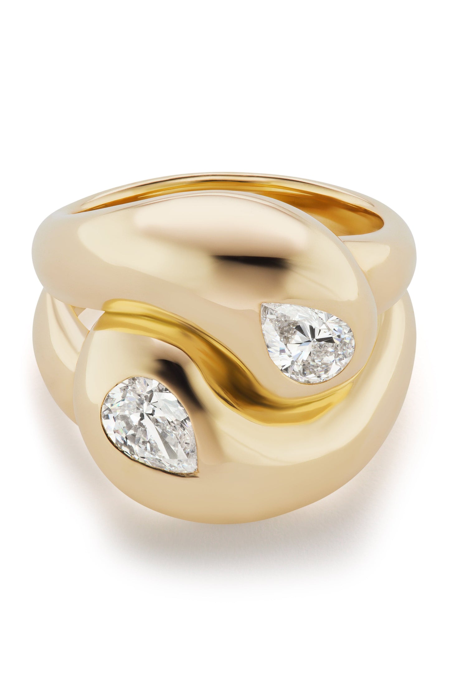 BRENT NEALE-Diamond Pear Knot Ring-YELLOW GOLD