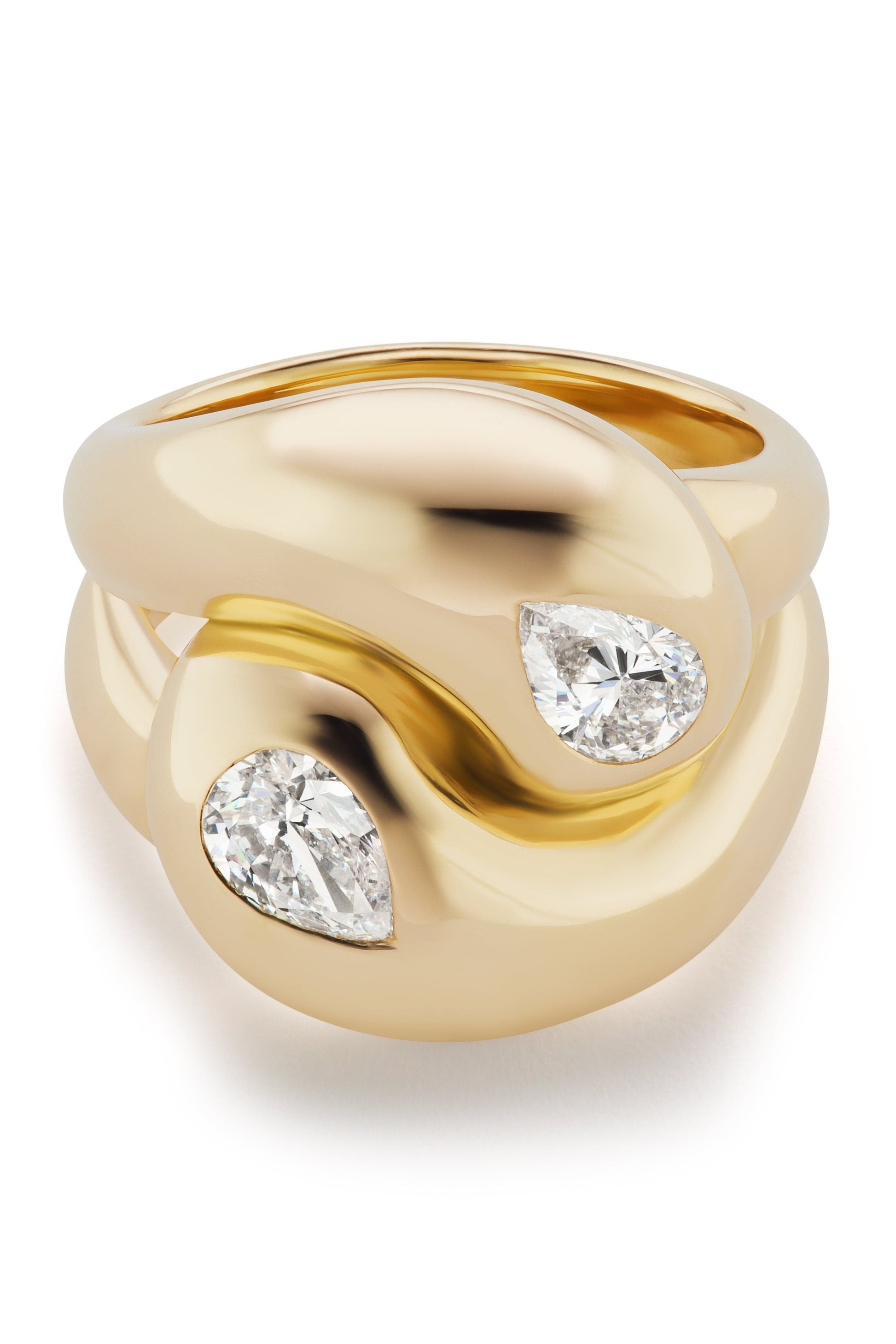 BRENT NEALE-Diamond Pear Knot Ring-YELLOW GOLD