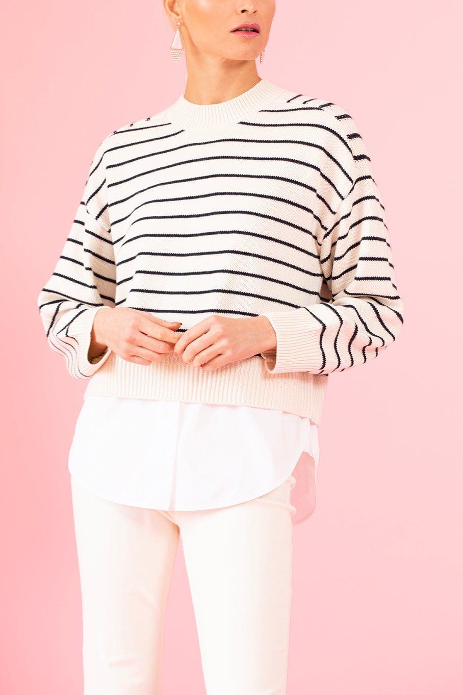 BROCHU WALKER-Eden Stripe Crew Neck Sweater-