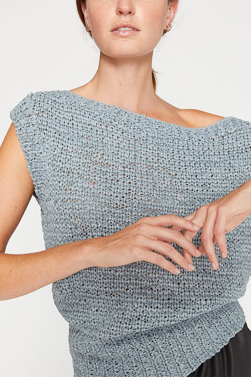 BROCHU WALKER-Cei Sueded Ribbon Top - Sky-