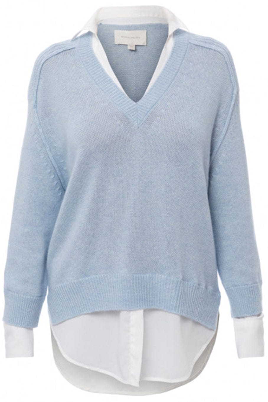 BROCHU WALKER-V Neck Layered Pullover - Sky Blue-
