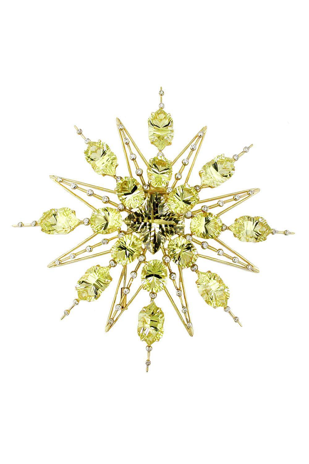 Lemon Quartz Diamond Star Brooch-YELLOW GOLD-JEWELRYFINE JEWELPIN-TONY DUQUETTE