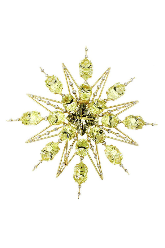 Lemon Quartz Diamond Star Brooch-YELLOW GOLD-JEWELRYFINE JEWELPIN-TONY DUQUETTE