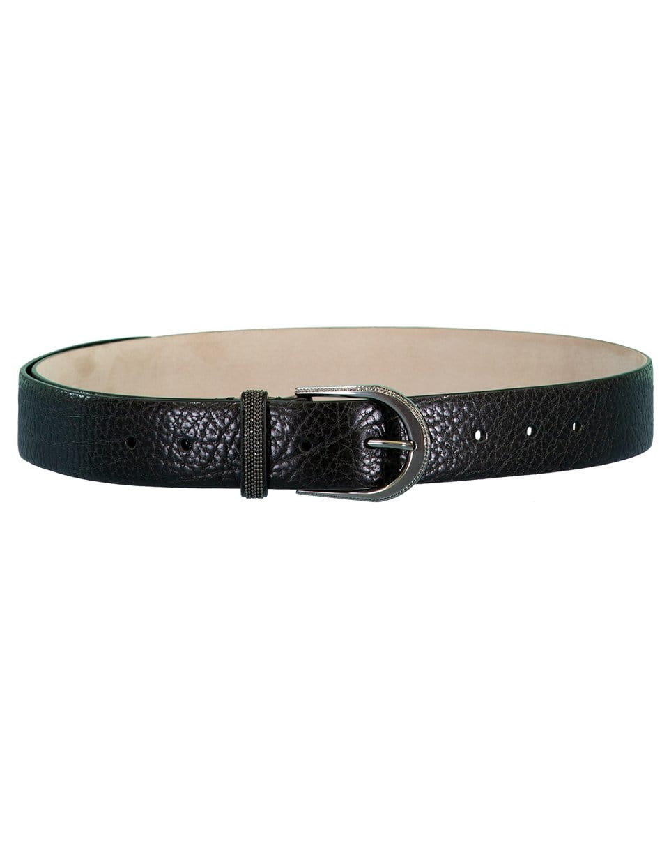 BRUNELLO CUCINELLI-Hammered Shiny Leather Belt-