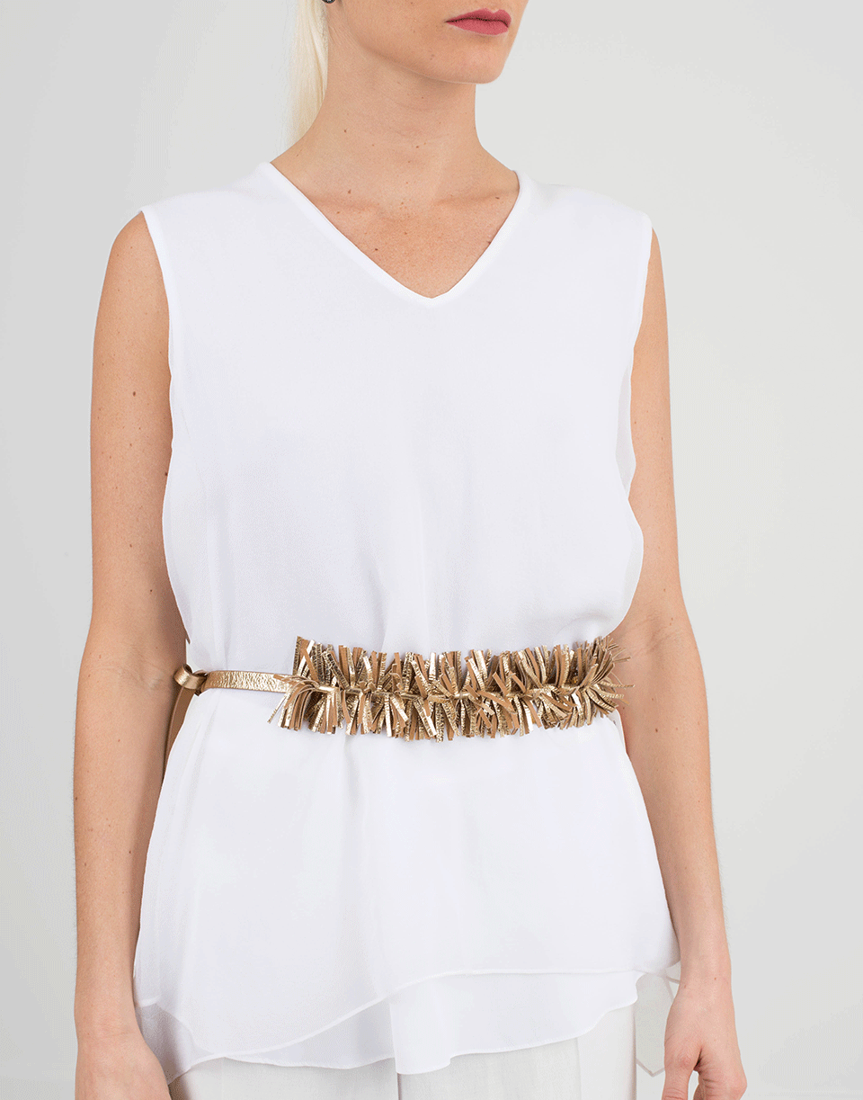 BRUNELLO CUCINELLI-Leather Fringe Tie Belt-GOLD