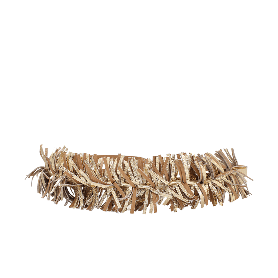 BRUNELLO CUCINELLI-Leather Fringe Tie Belt-GOLD