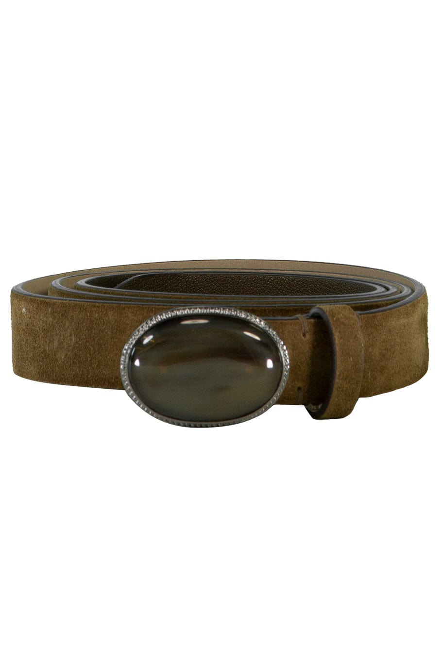 BRUNELLO CUCINELLI-Suede Belt With Oval Stone-