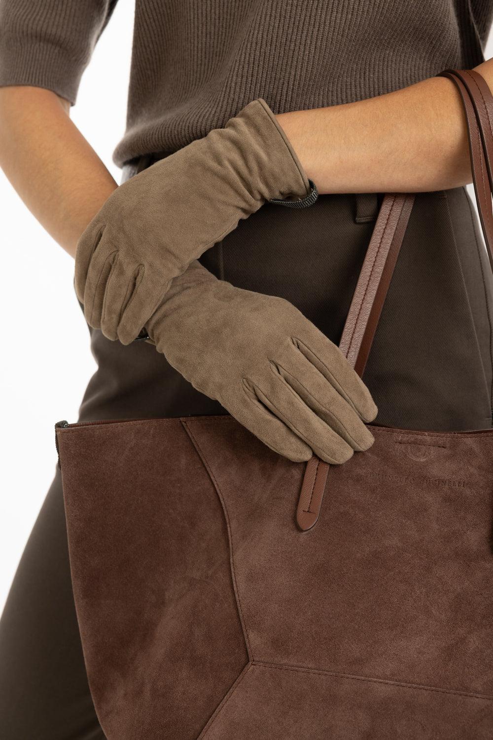 Pull On Gloves-TAUPE-M-ACCESSORIEGLOVES-BRUNELLO CUCINELLI