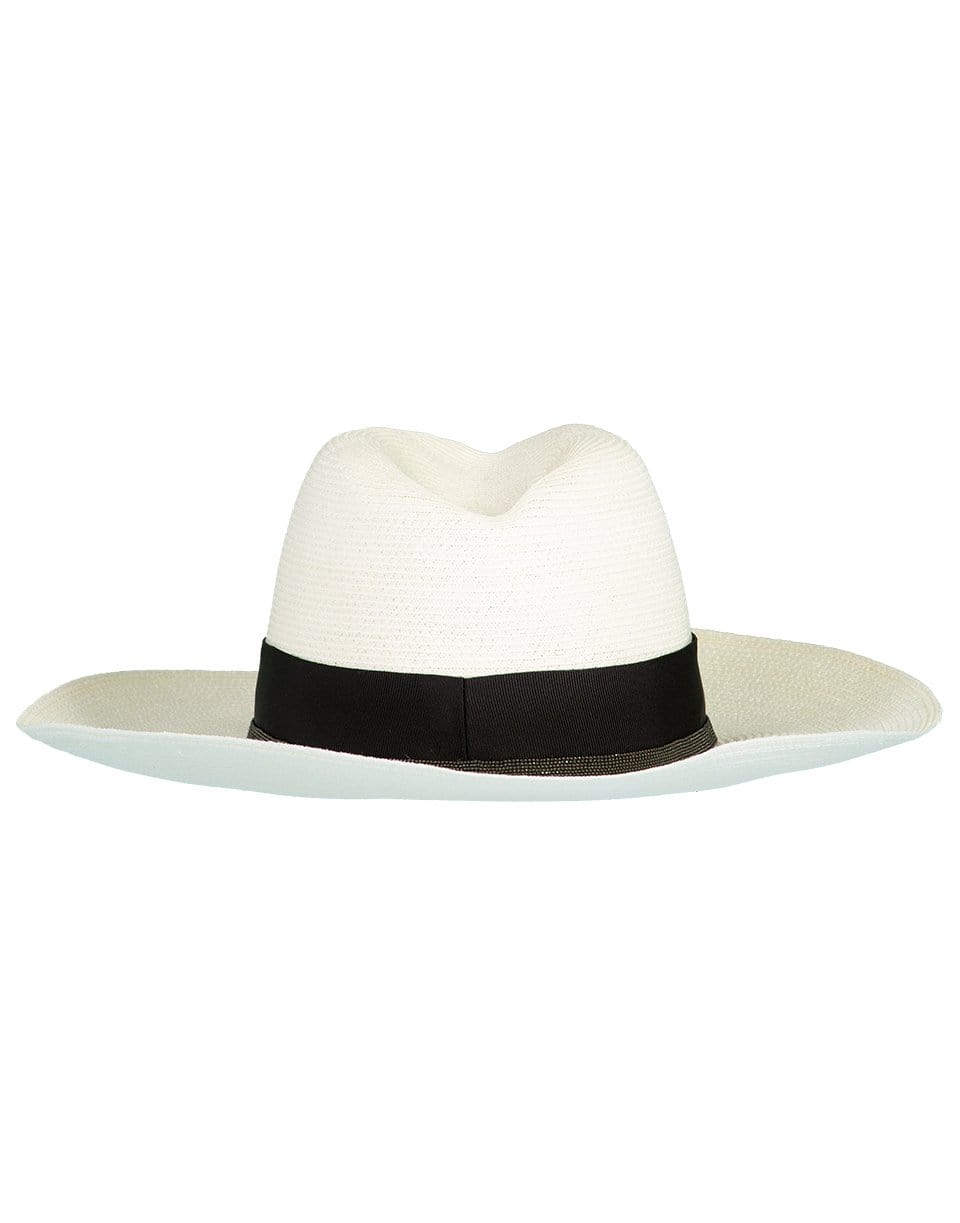 BRUNELLO CUCINELLI-Ribbon Tie Woven Monili Hat-BLANCO
