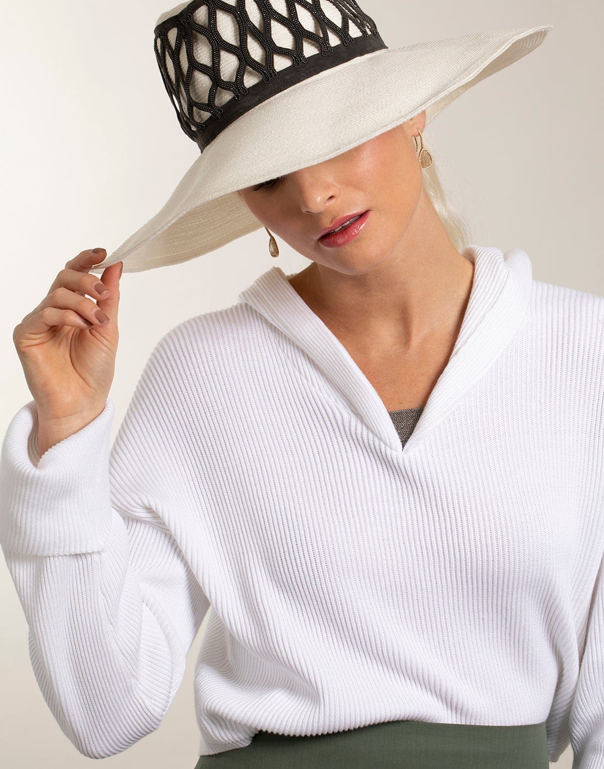 BRUNELLO CUCINELLI-Straw Fedora With Monili Trim - Panama-