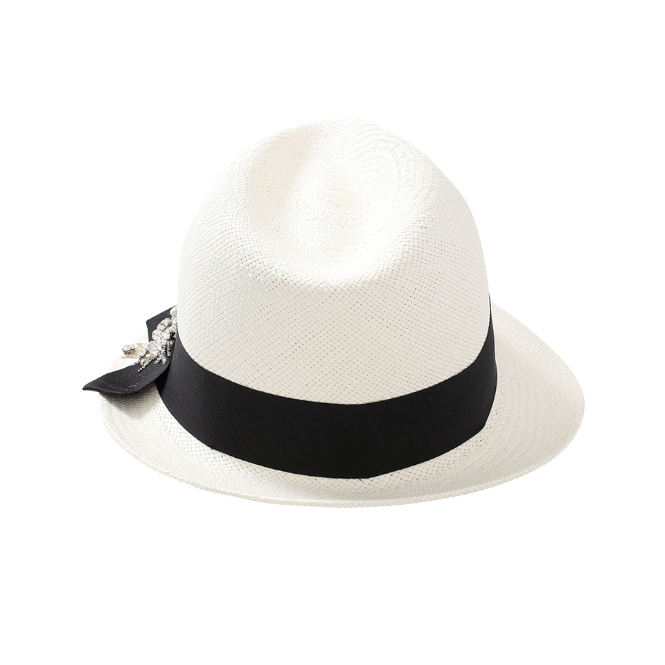 BRUNELLO CUCINELLI-Straw Fedora-WHITE