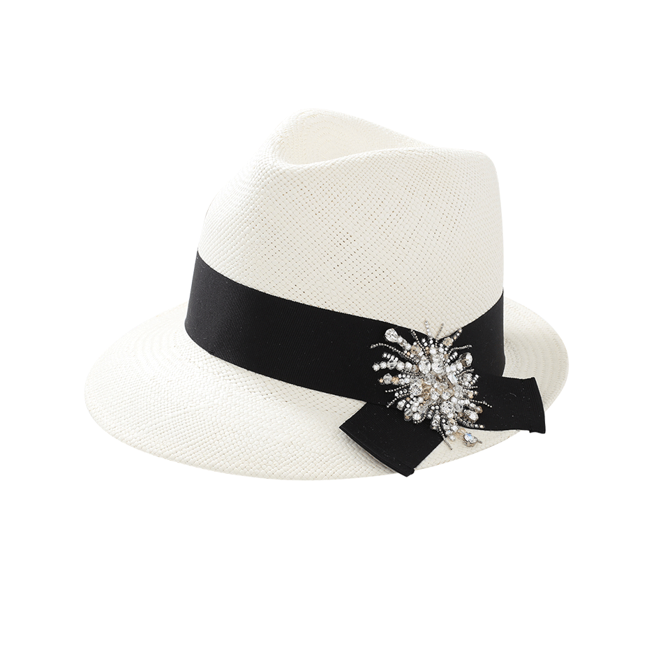 BRUNELLO CUCINELLI-Straw Fedora-WHITE