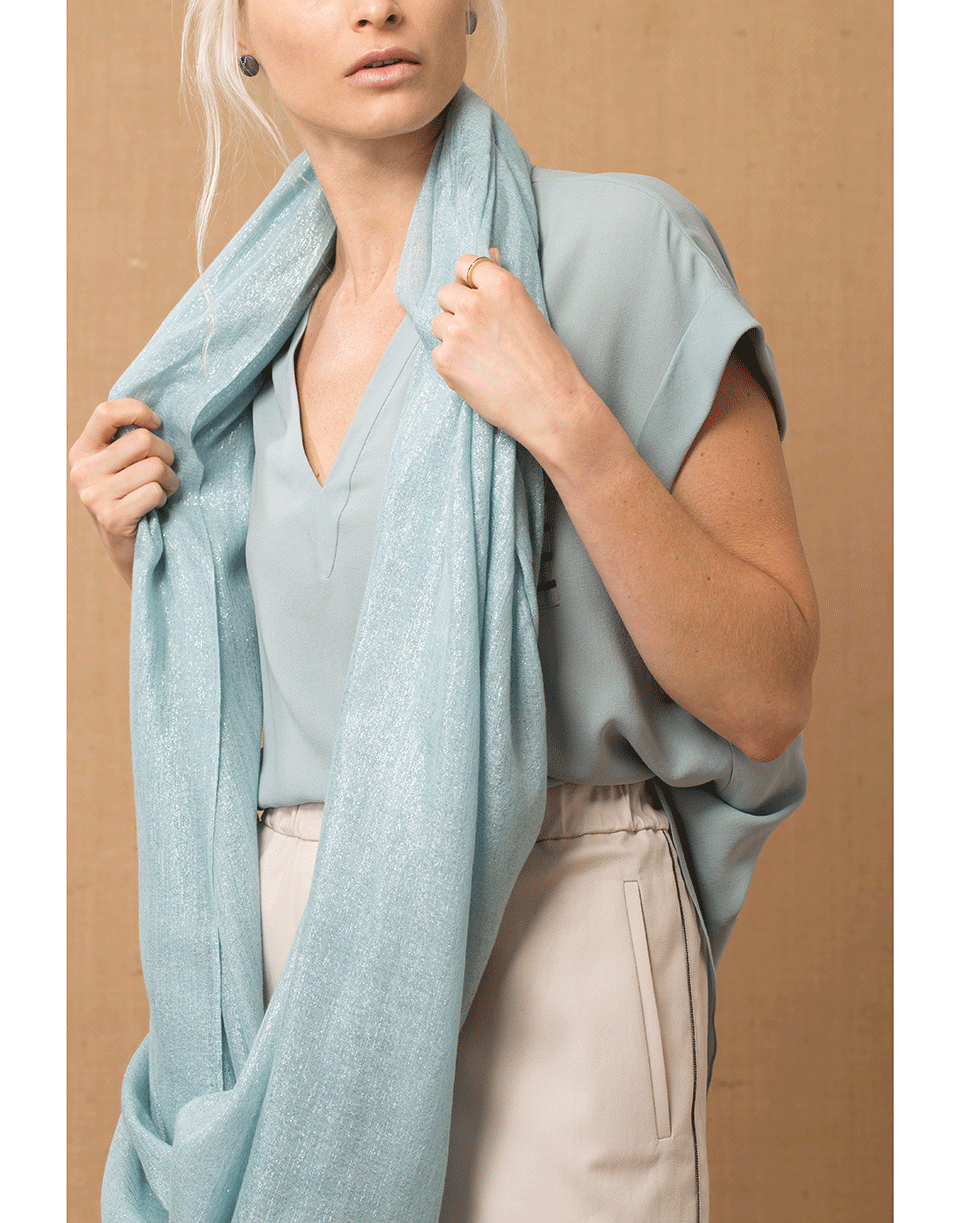 BRUNELLO CUCINELLI-Aqua Cashmere Blend Scarf-AQUA GREEN