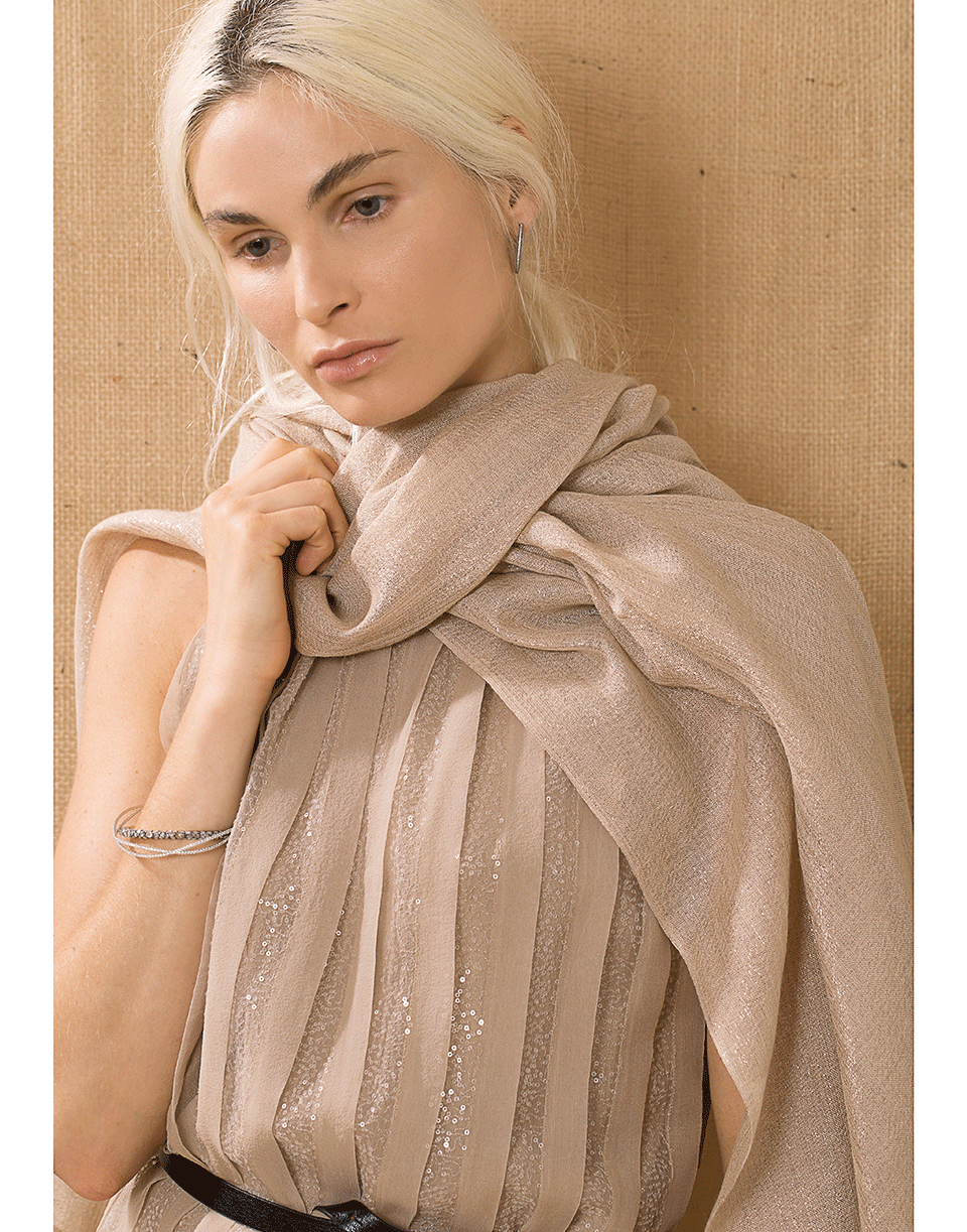 BRUNELLO CUCINELLI-Beige Cashmere Scarf-BEIGE