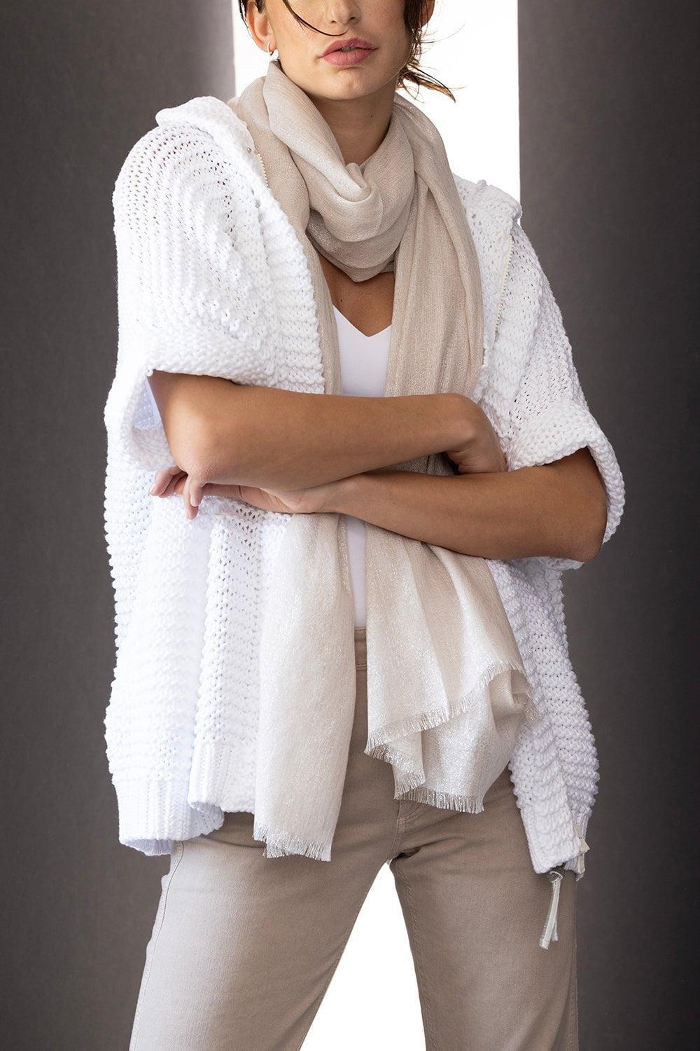 BRUNELLO CUCINELLI-Cashmere Silk Lurex Scarf - Beige-BEIGE