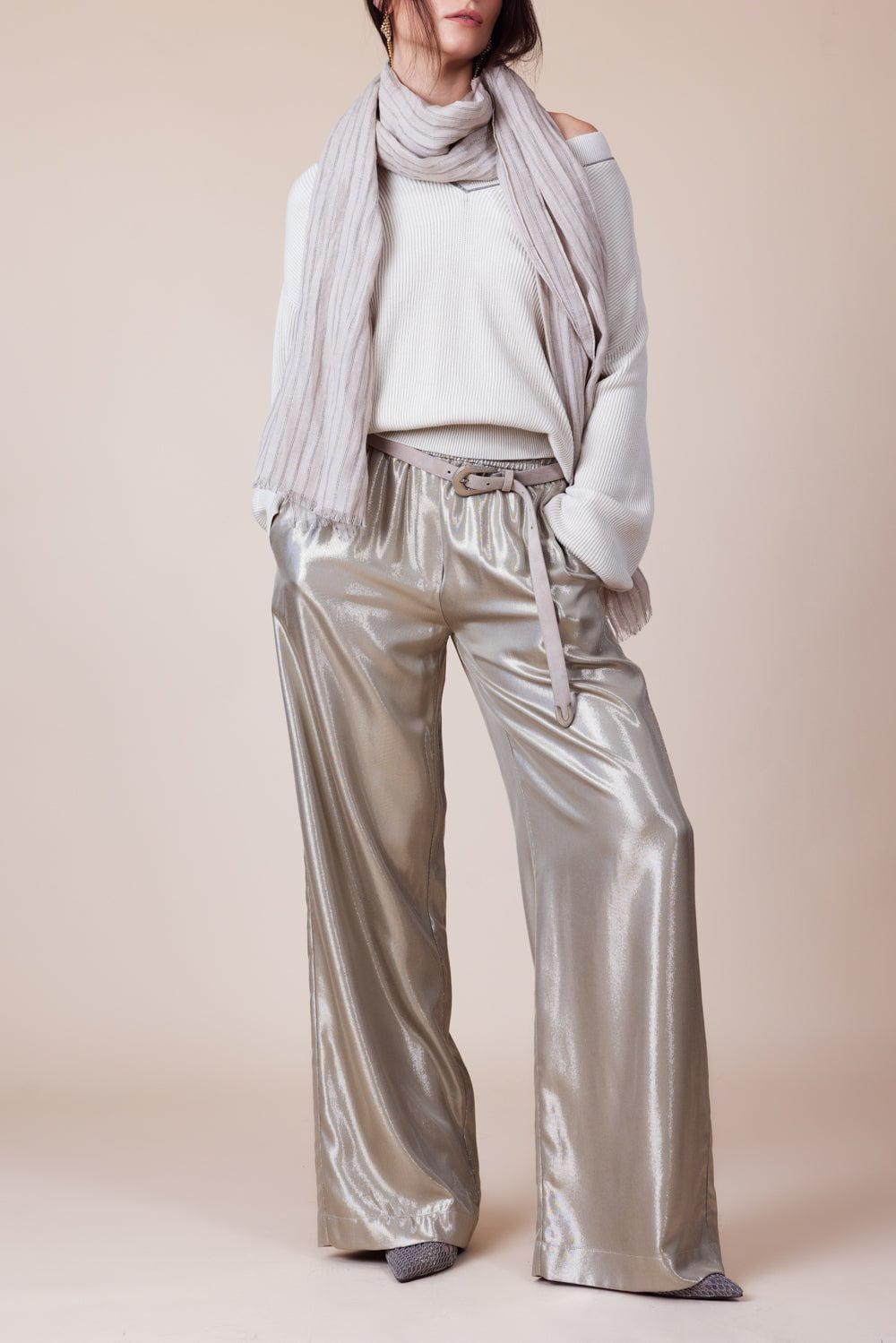 BRUNELLO CUCINELLI-Striped Scarf - Beige-BEIGE