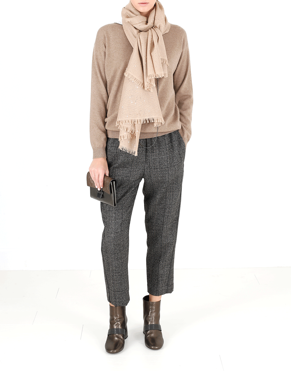 BRUNELLO CUCINELLI-Cashmere And Silk Lurex Scarf-CAMEL