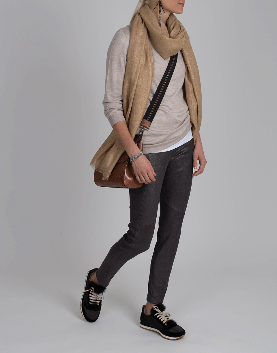 BRUNELLO CUCINELLI-Cashmere And Silk Lurex Scarf-CAMEL