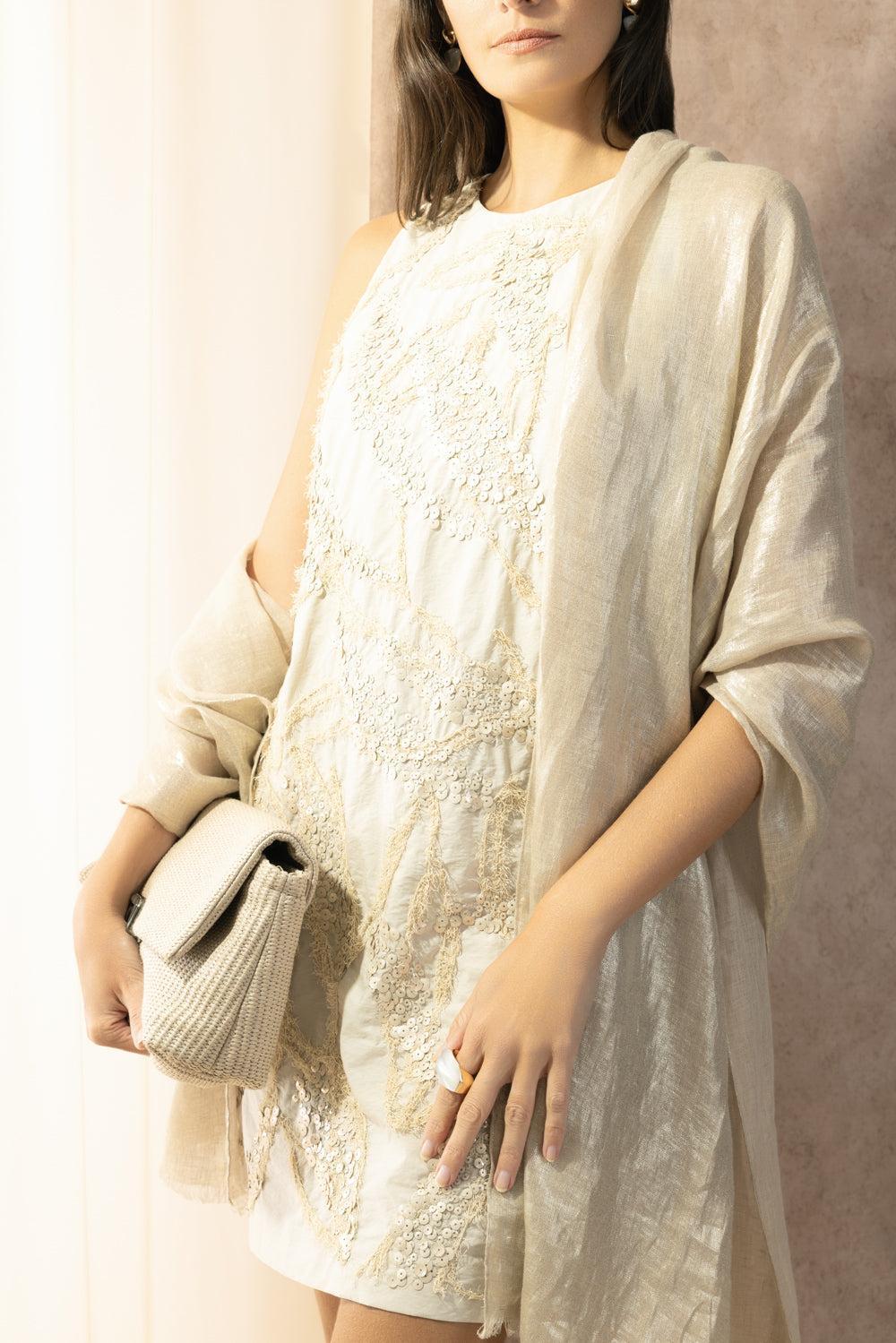 Lurex Scarf - Vanille-CREAM-O/S-ACCESSORIESCARVES-BRUNELLO CUCINELLI