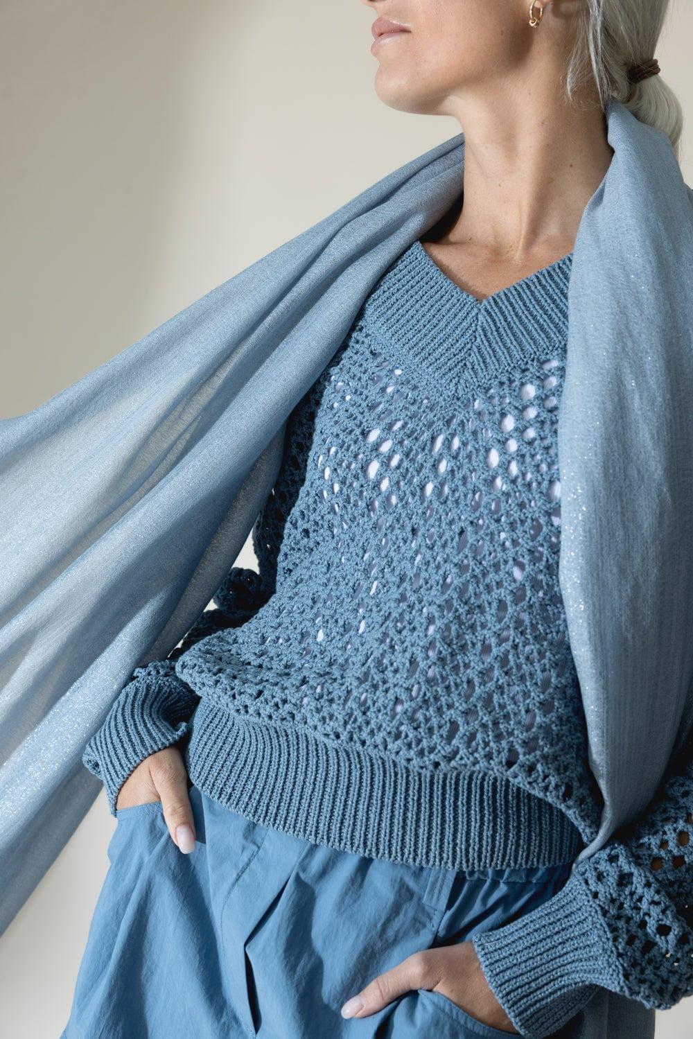 BRUNELLO CUCINELLI-Lurex Scarf - Light Blue-LT BLUE