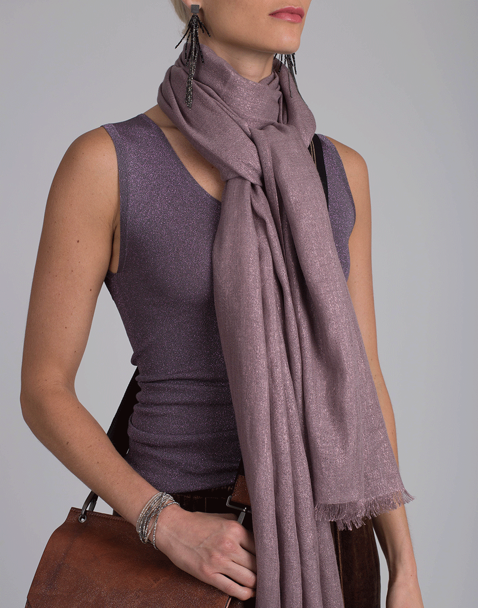 BRUNELLO CUCINELLI-Silk Lurex Scarf-MAUVE