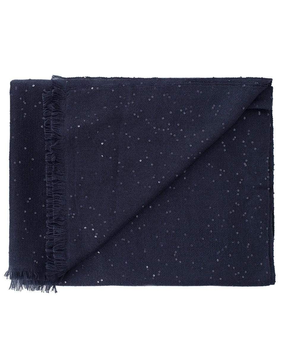 BRUNELLO CUCINELLI-Midnight Cashmere Silk and Paillette Scarf-MIDNIGHT