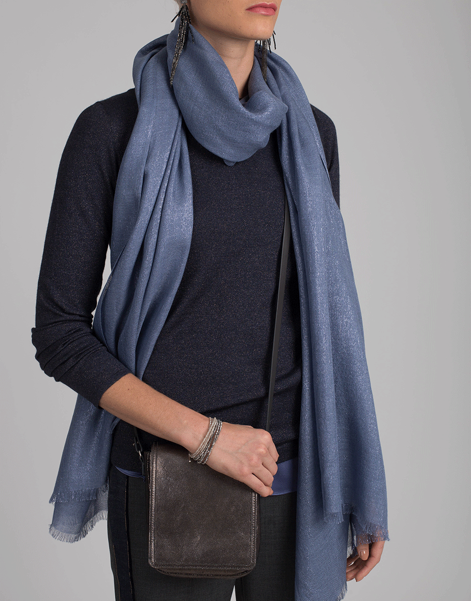 BRUNELLO CUCINELLI-Silk Lurex Scarf-MOONLIGT